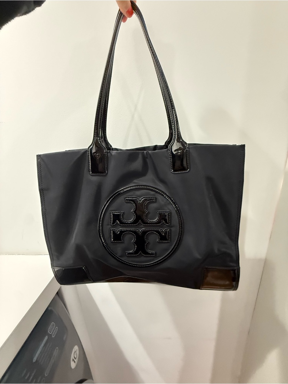 Tory Burch Large Black Nylon Tote with Logo Medallion